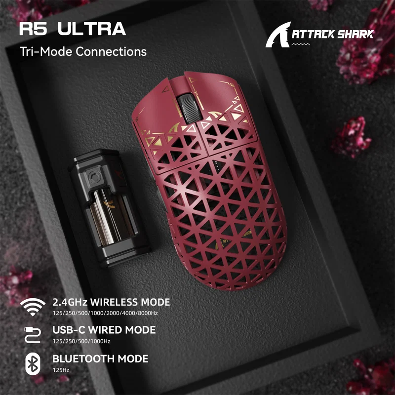 Attack Shark R5 Ultra Lightweight Mouse - Red