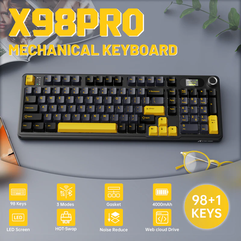 ATTACK SHARK X98 PRO Wireless RGB Linear Blueberry Switch  Gaming Keyboard / Star Black