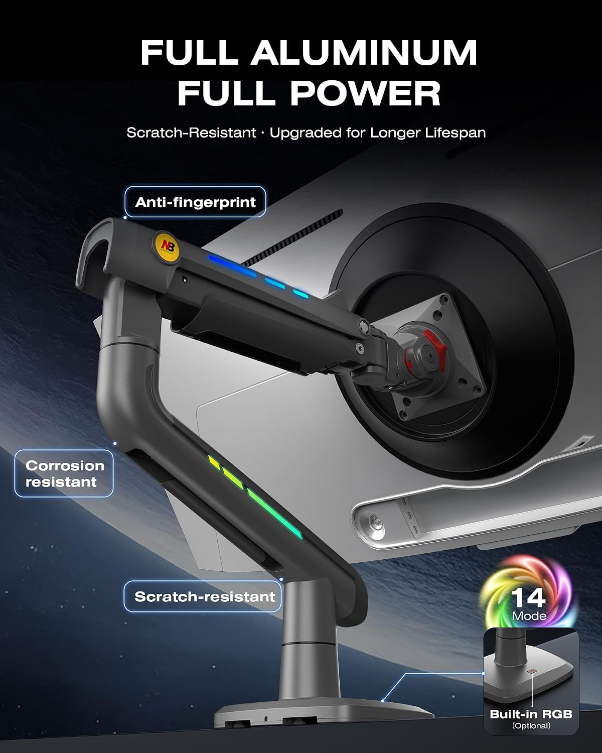NB NORTH BAYOU F5 ERGONOMIC Monitor Arm for Screen up to 60 inches