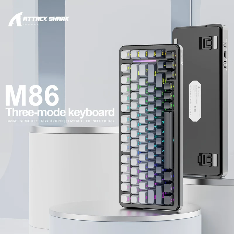 ATTACK SHARK M86 TRI-MODE  KEYBOARD MOON NIGHT - BLUEBERRY SWITCH