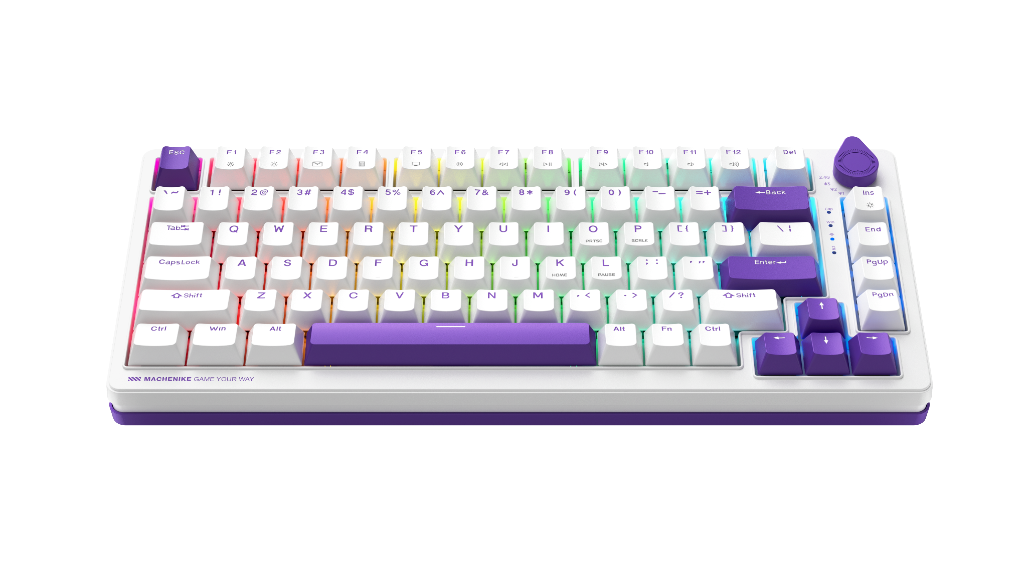 Machenike K600T-B82 Tri-mode RGB GR Silver Switch - White