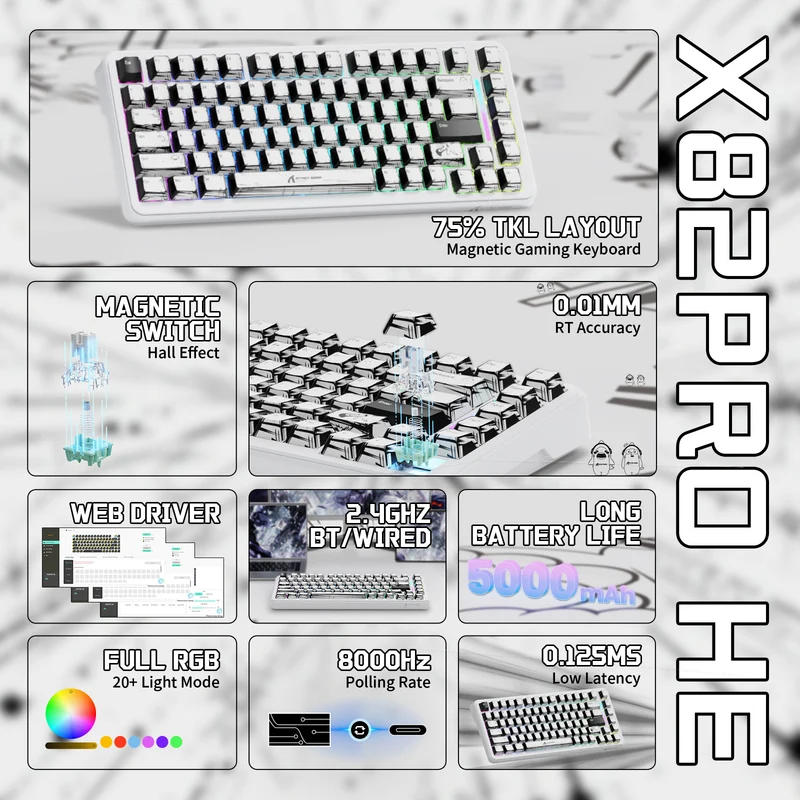 ATTACK SHARK X82 PRO HE Magnetic Switch Keyboard – Comic Styler Line