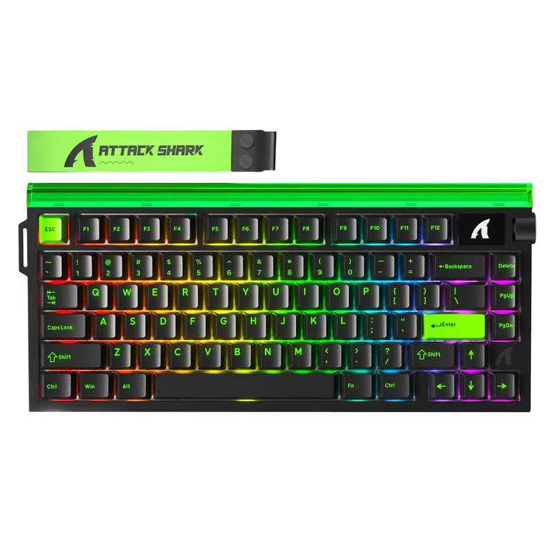 ATTACK SHARK R85 HE WIRD MAGNETIC SWITCH KEYBOARD BLACK GREEN ATTACK SHARK R85 HE WIRD MAGNETIC SWITCH KEYBOARD BLACK GREEN