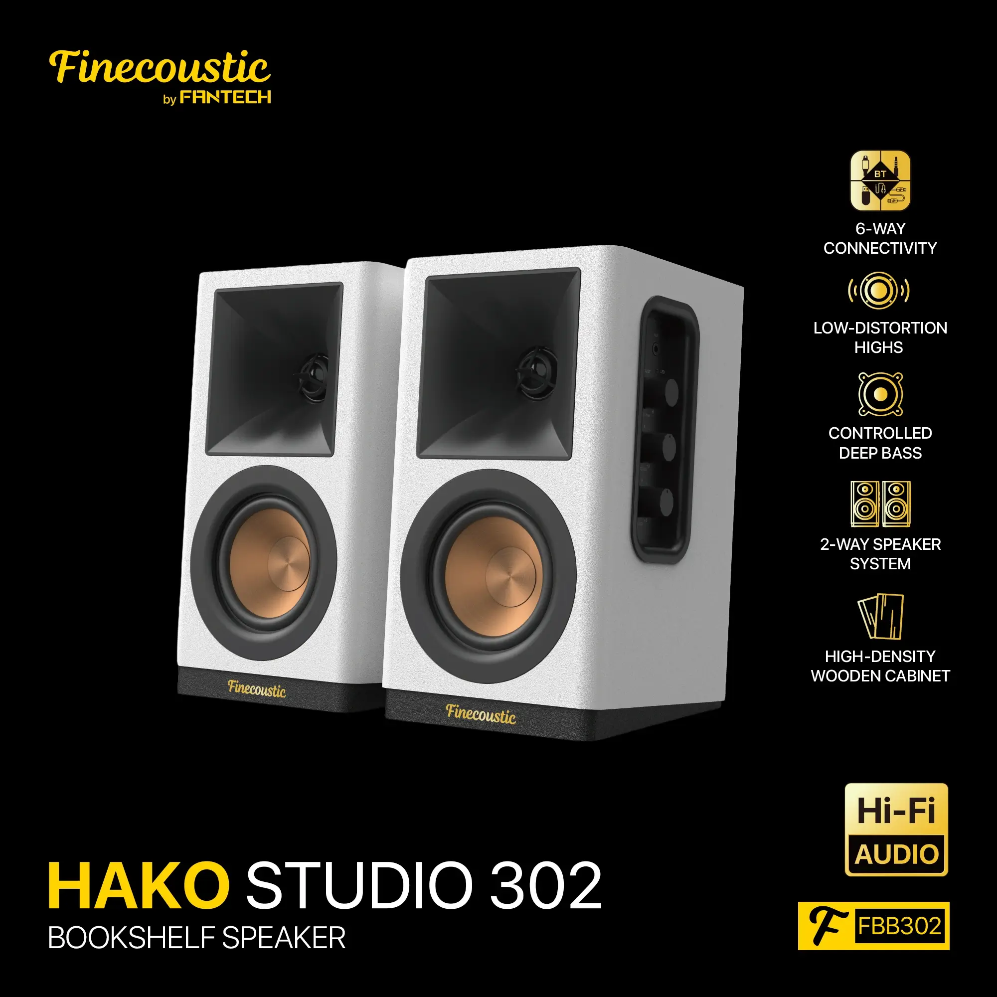 FANTECH FINECOUSTIC HAKO STUDIO 302 Bookshelf Speaker – White
