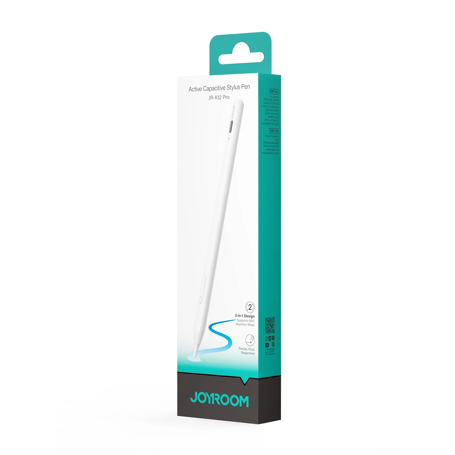 JOYROOM JR-K12 Pro Active Dual Mode Stylus Pen (Including 2 Spare Nibs)-  White