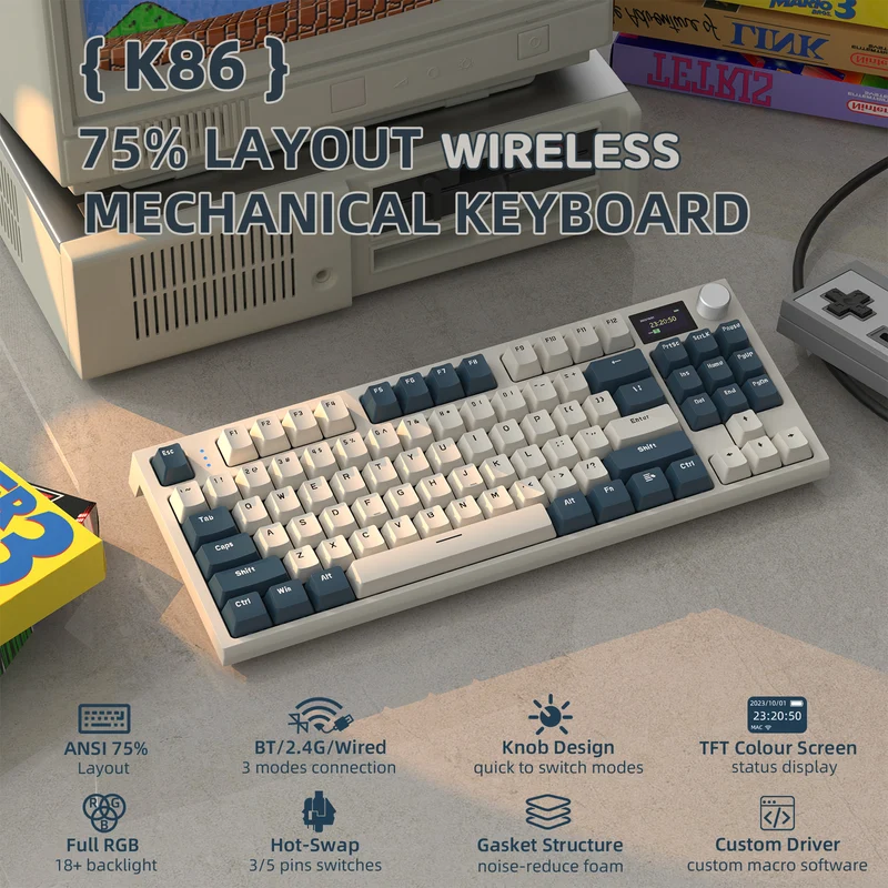 ATTACK SHARK K86 RGB KEYBORAD TIME MACHINE BLUE-WHALE SWITCH