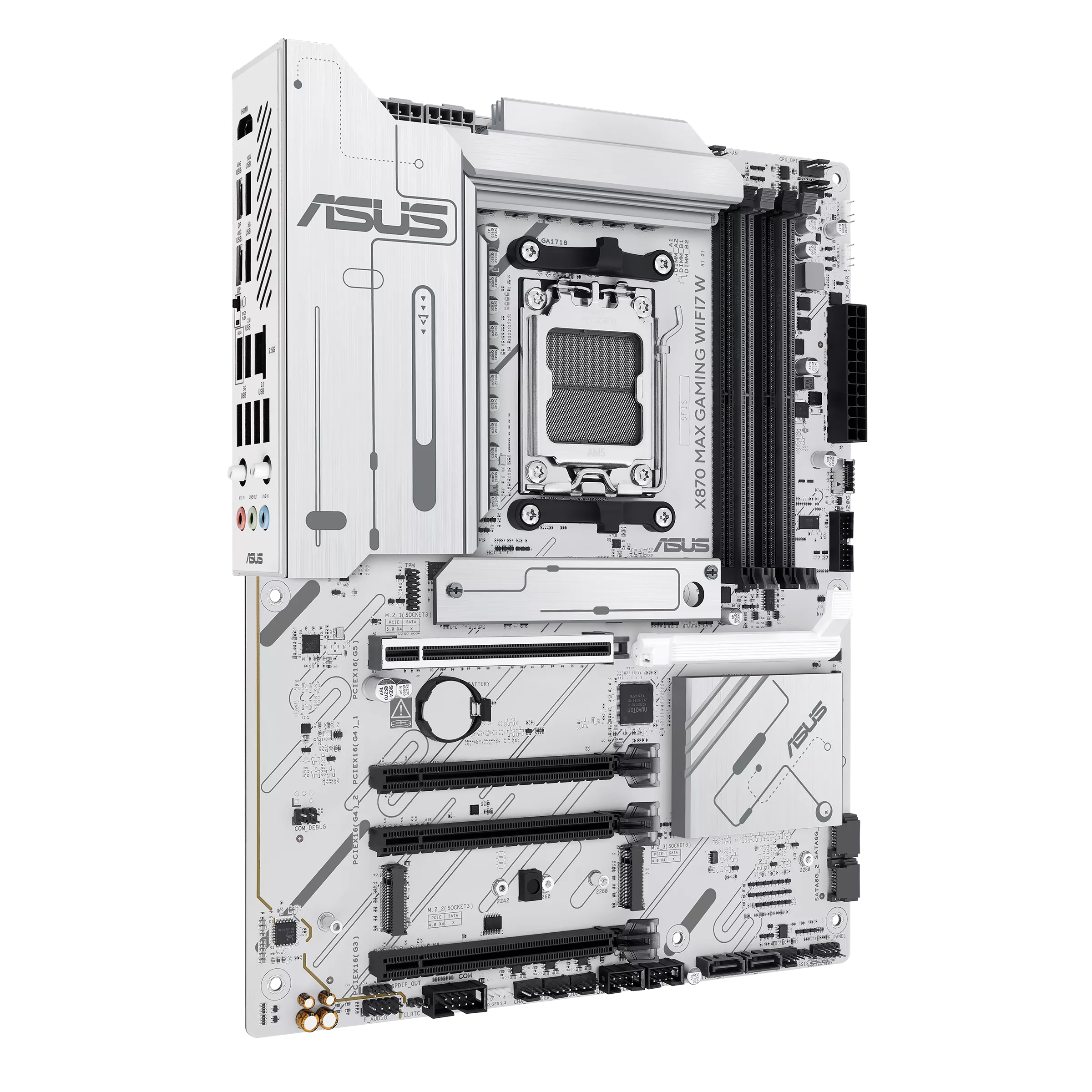 ASUS X870 MAX GAMING WIFI7 WHITEAMD X870 Socket AM5 ATX MOTHERBOARD