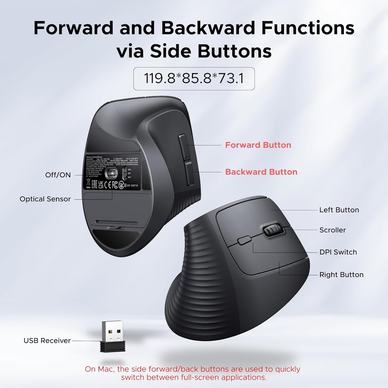 UGREEN M571P Wireless Vertical Mouse