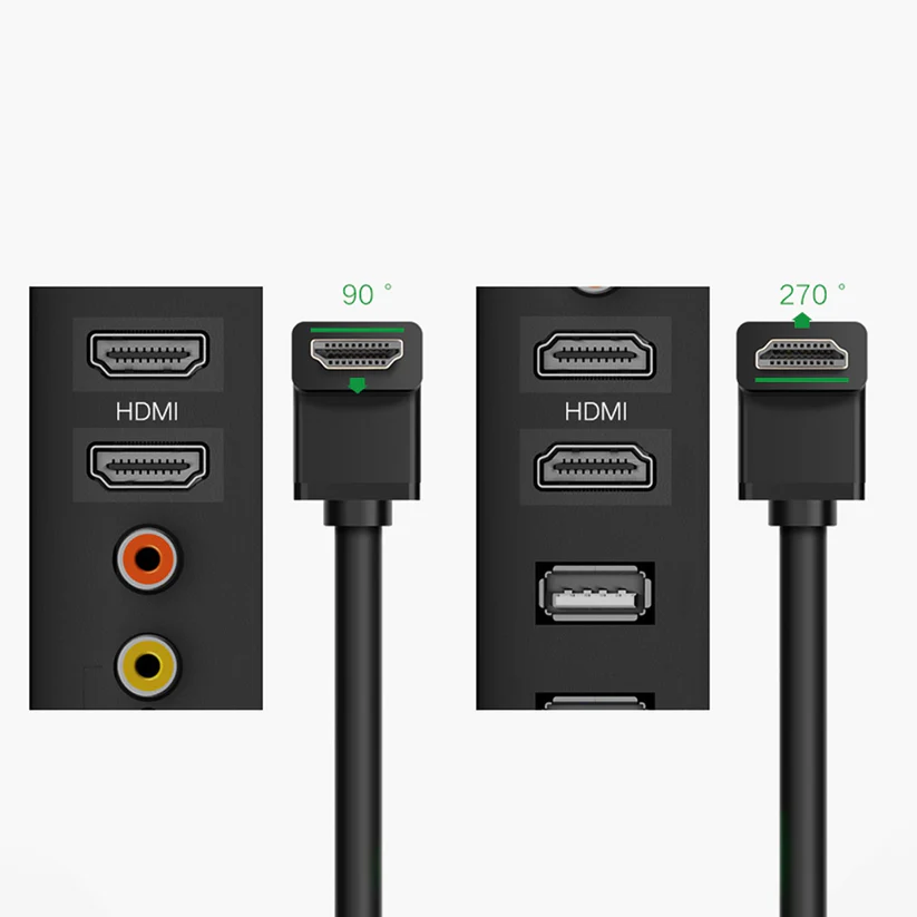 UGREEN HD103 HDMI Cable Right Angle 90 Degree 2m 4K@30Hz HDMI 1.4 (Black)