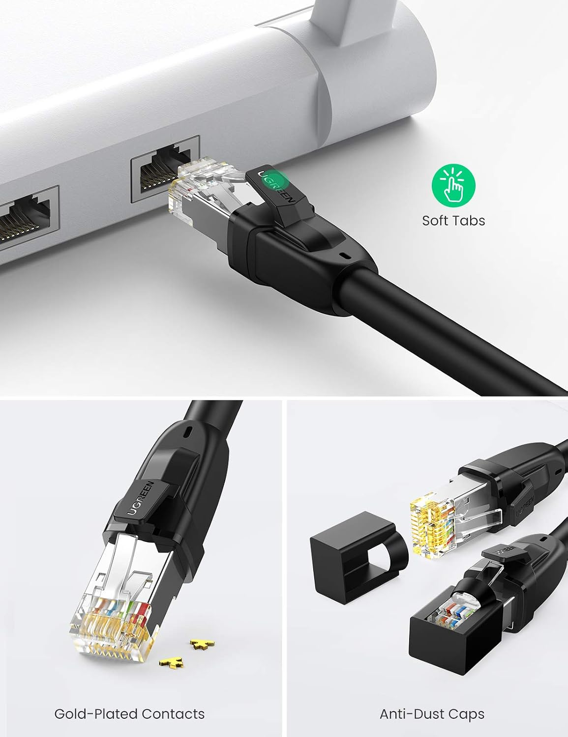 UGREEN Cat8 CLASS ⅠS/FTP Round Ethernet Cable Multi-length