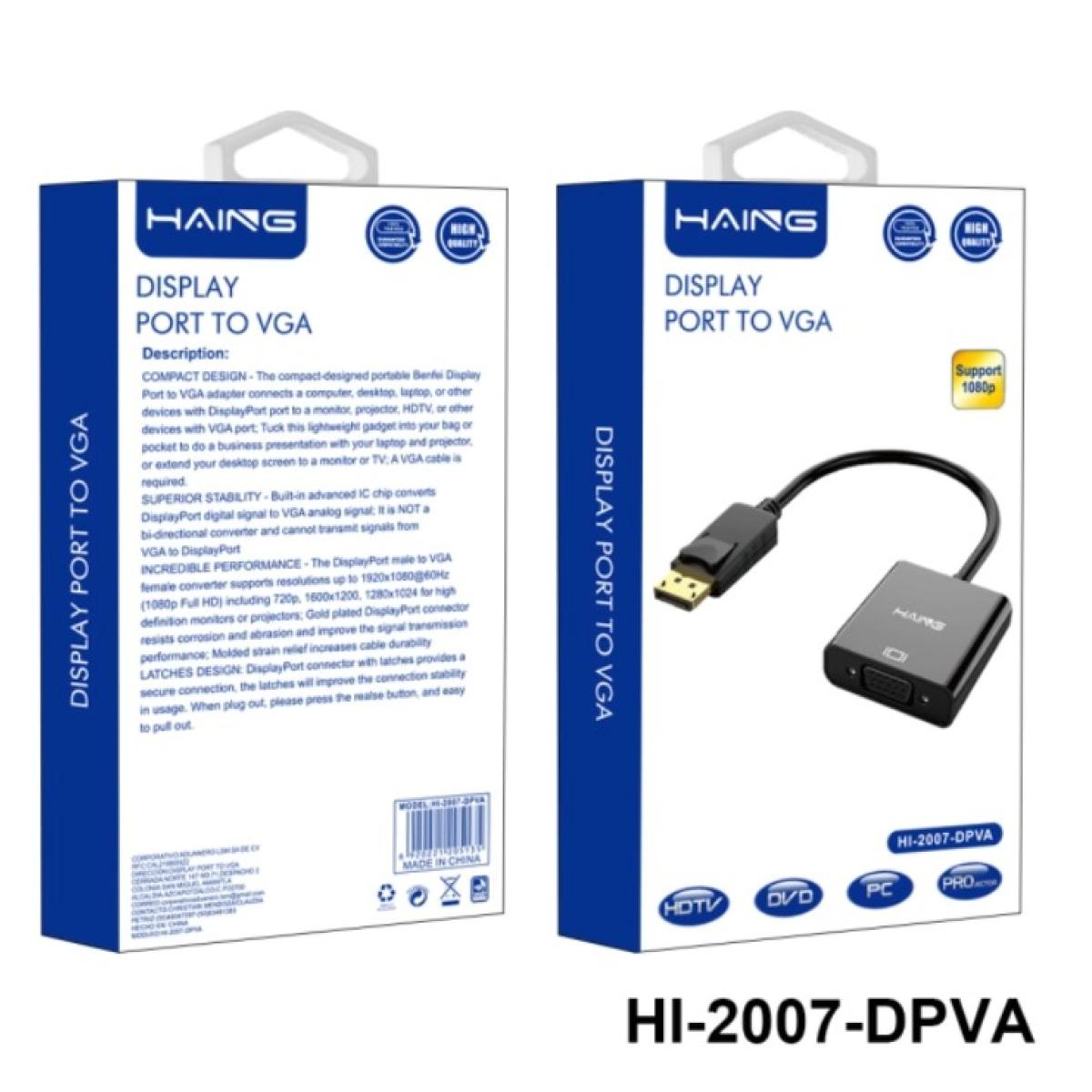 HAING HI-2007-DPVA High Quality Display Port to VGA Converter HAING HI-2007-DPVA High Quality Display Port to VGA Converter