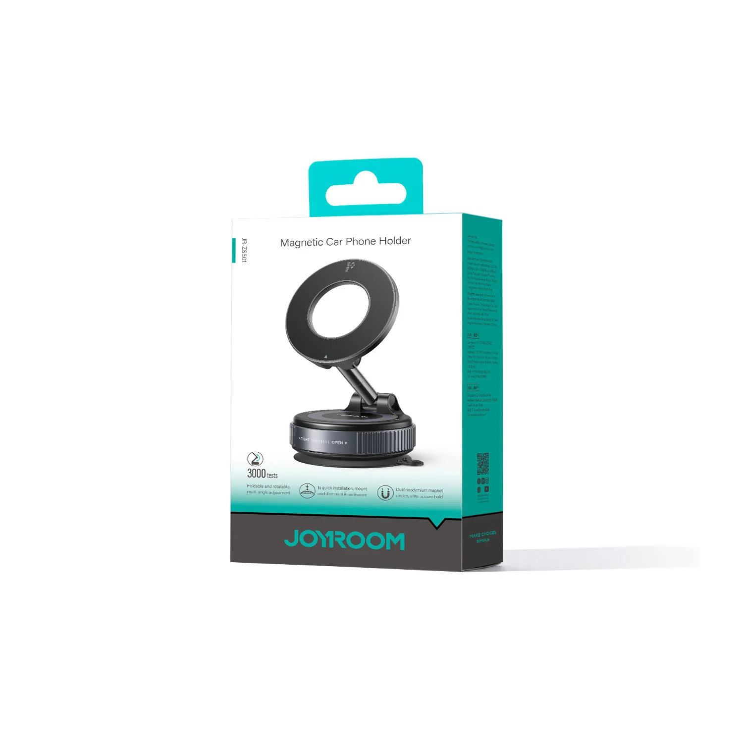 JOYROOM JR-ZS510 Gel Suction Cup MagSafe Foldable Car Phone Mount - Gunmetal Black