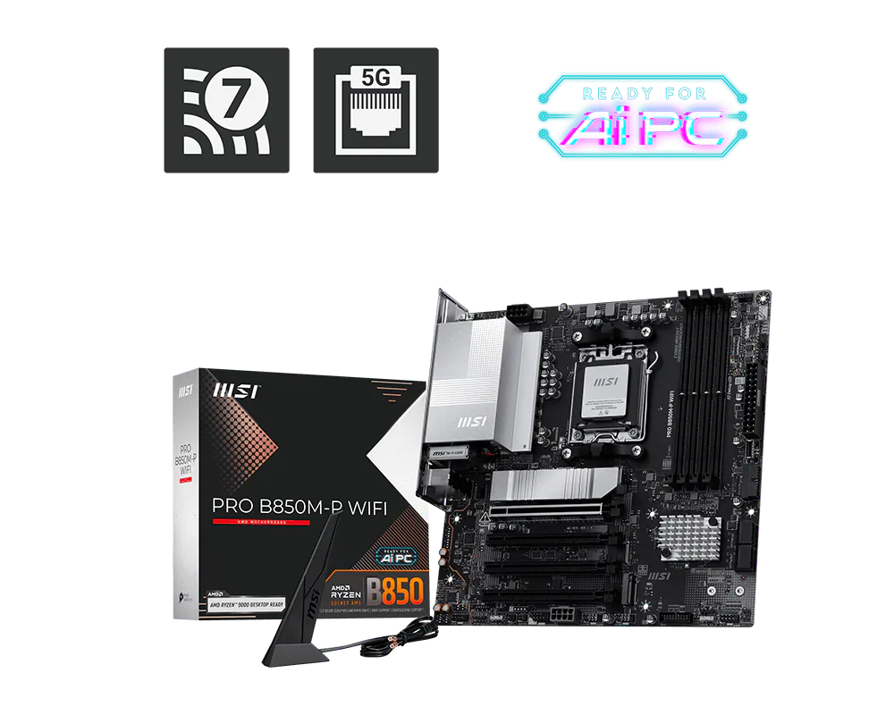 MSI PRO B850M-P WIFI AM5 DDR5 M-ATX Motherboard