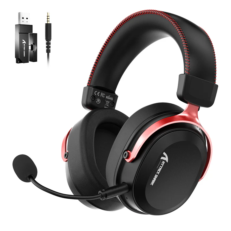 Attack Shark L30Pro Wireless Gaming Headset - Red Black