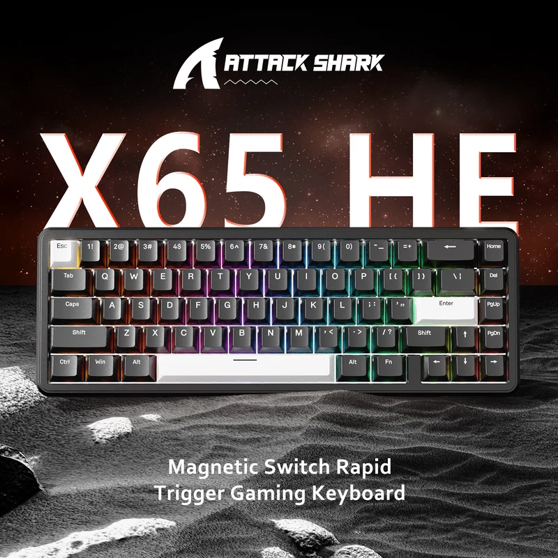 ATTACK SHARK X65 HE Magnetic Switch Rapid Trigger Keyboard - Black