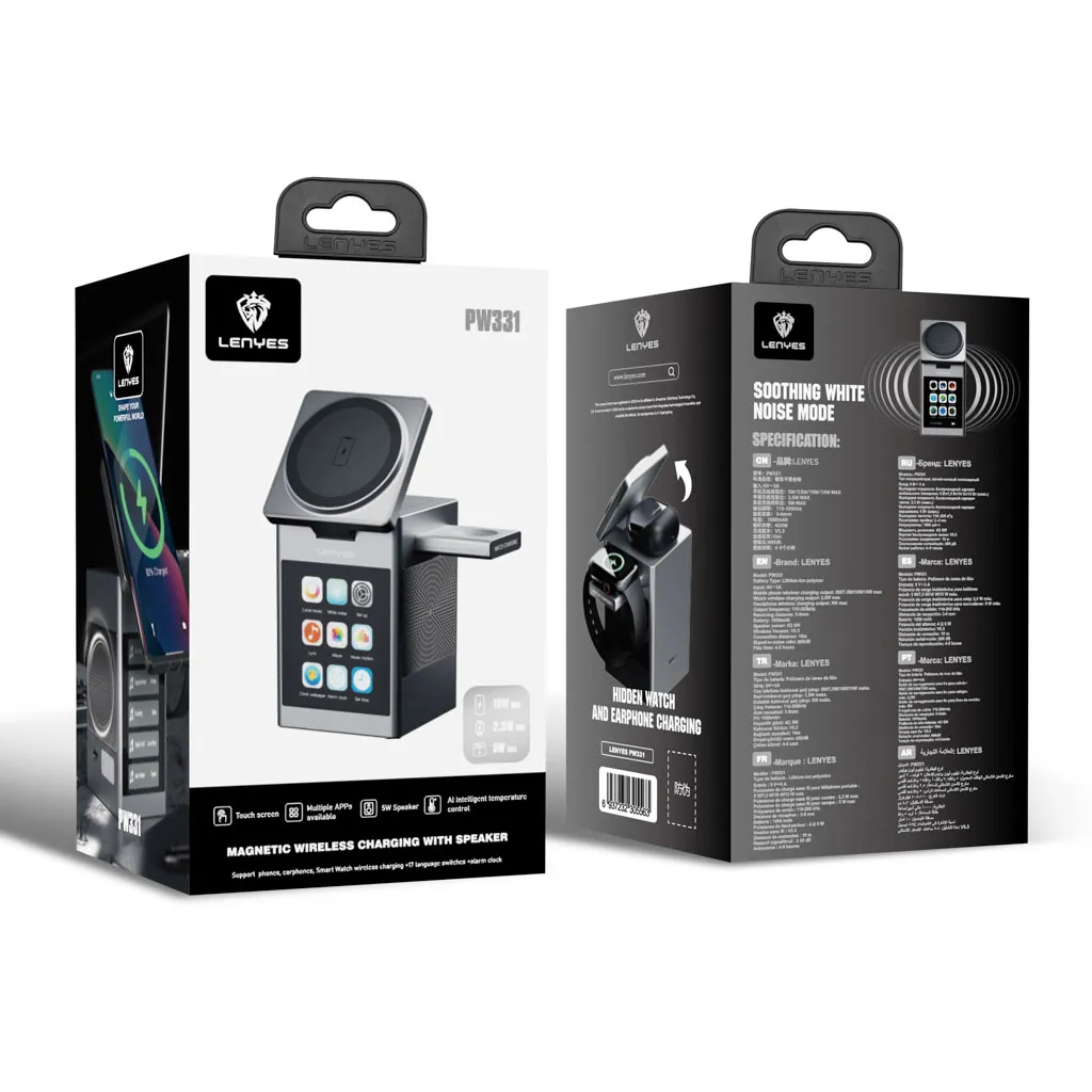 LENYES PW331 3IN1 DIGITAL SCREEN WIRELESS CHARGER