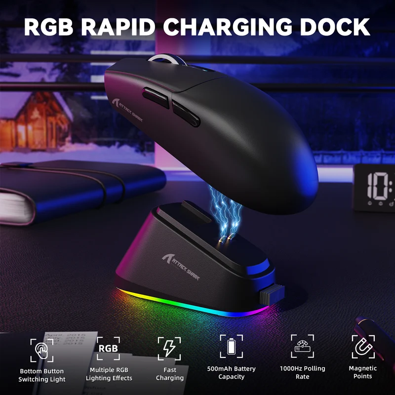 ATTACK SHARK G3 PRO Tri-mode Wireless Gaming Mouse - Black