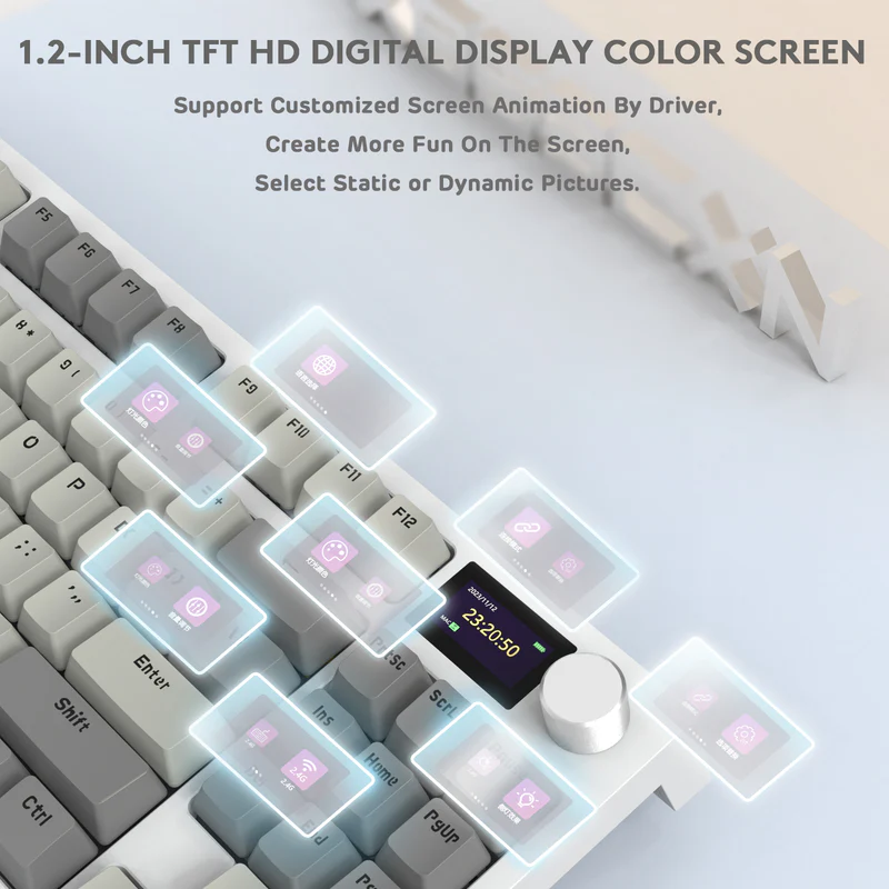 Attack Shark K86 RGB Tri-Mode Retro Grey & Coiled Cable Gaming Keyboard
