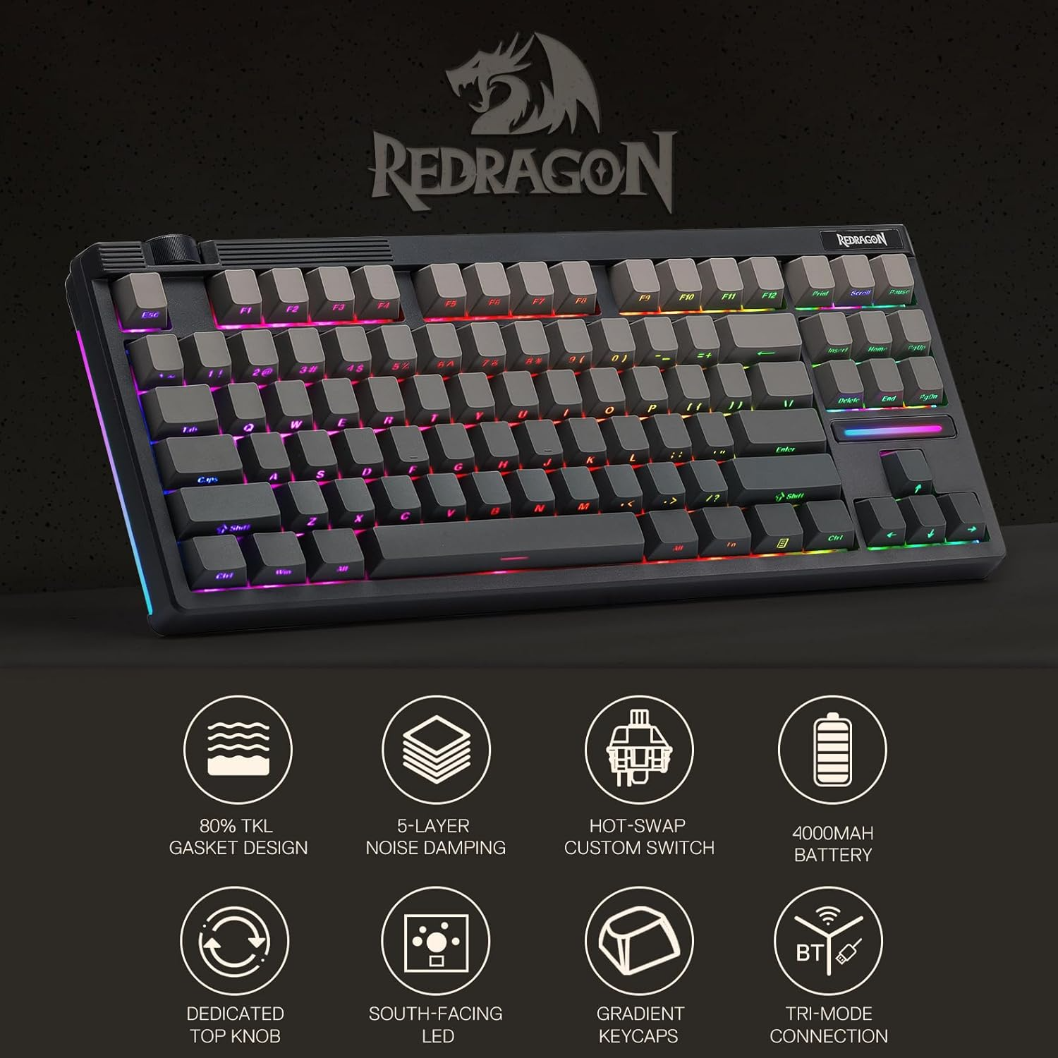 REDRAGON OTIIM PRO WIRD + WIRELESS  KEYBOARD