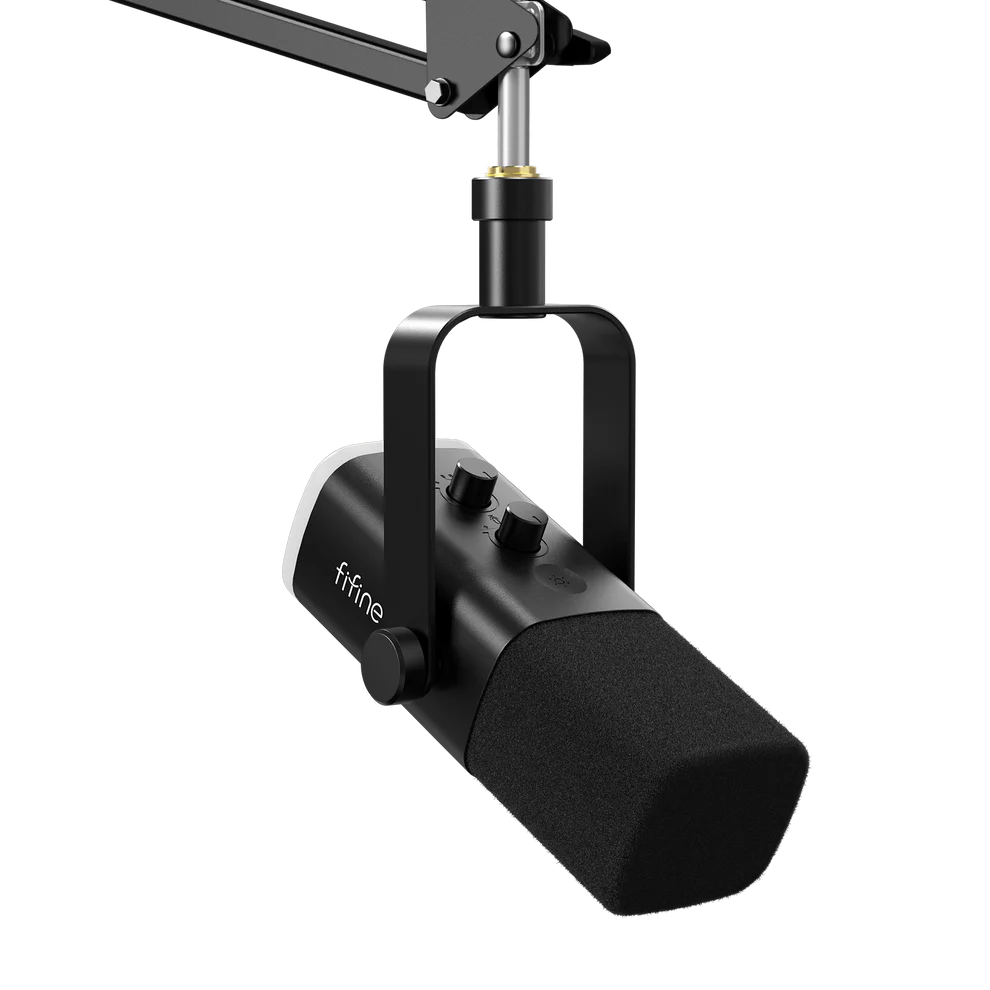 FIFINE AM8T USB/XLR Dynamic Microphone Kit with Boom Arm Stand - Black