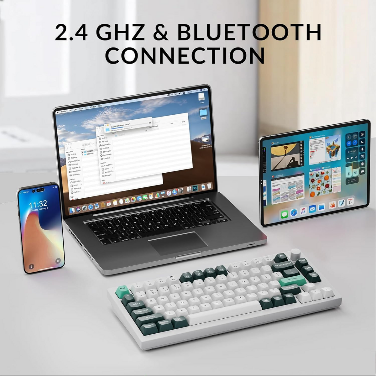 KEYCHRON Q1 HE 75% WIRELESS MAGANTIC SWITCH (NEBULA LINEAR) KEYBOARD ARABIC