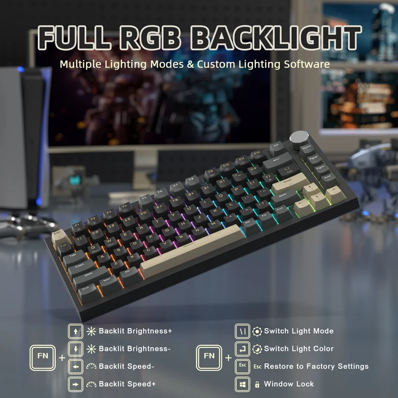 ATTACK SHARK K85 Rapid Trigger Wired Keyboard Magnetic Switch Starry Black