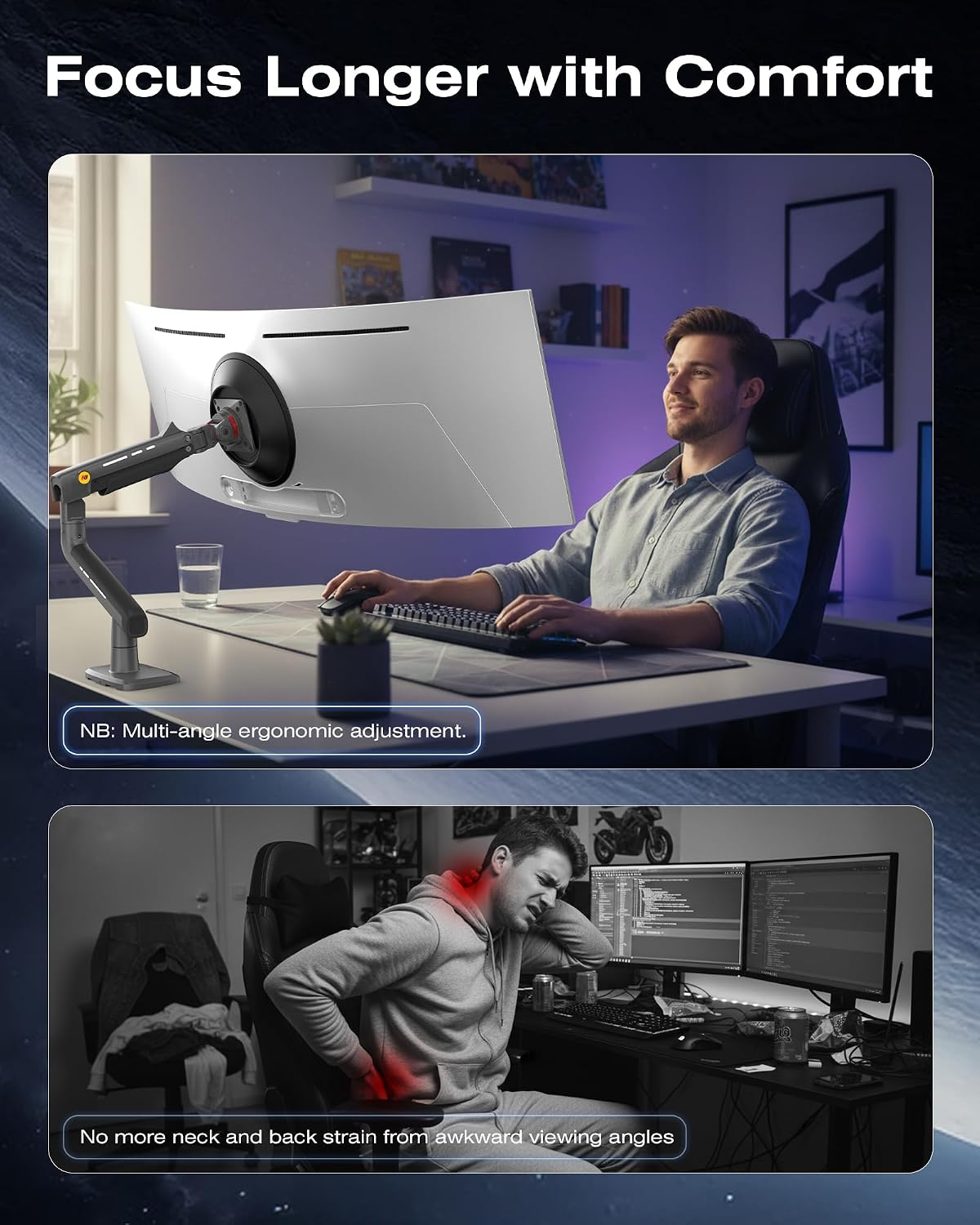 NB NORTH BAYOU F5 ERGONOMIC Monitor Arm for Screen up to 60 inches