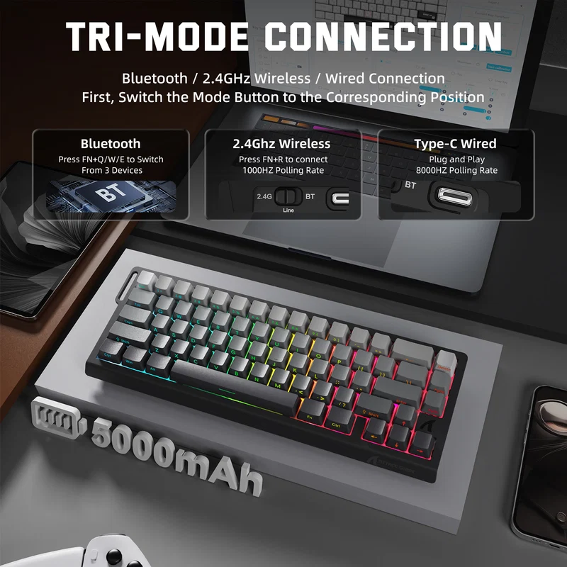 Attack Shark X68 Pro HE Tri-Mode Keyboard - Moonlit night line