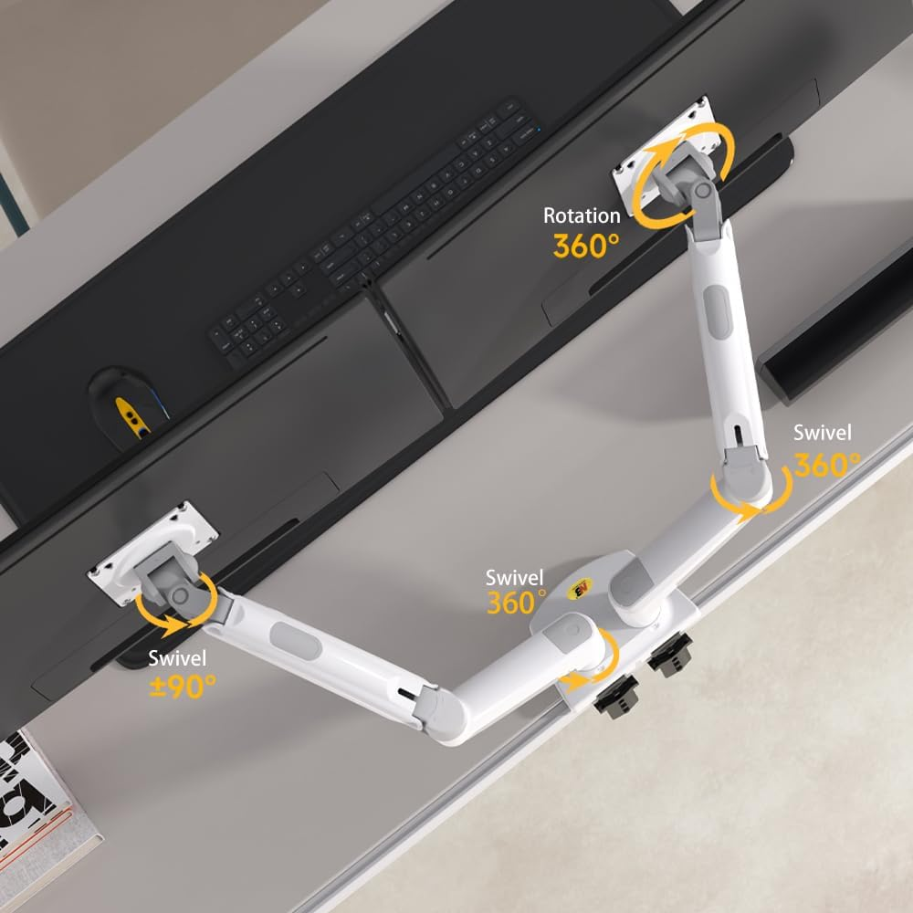 NB NORTH BAYOU F160 MONITOR DESK MOUNT STAND MOTION SWIVEL MONITOR ARM WHITE