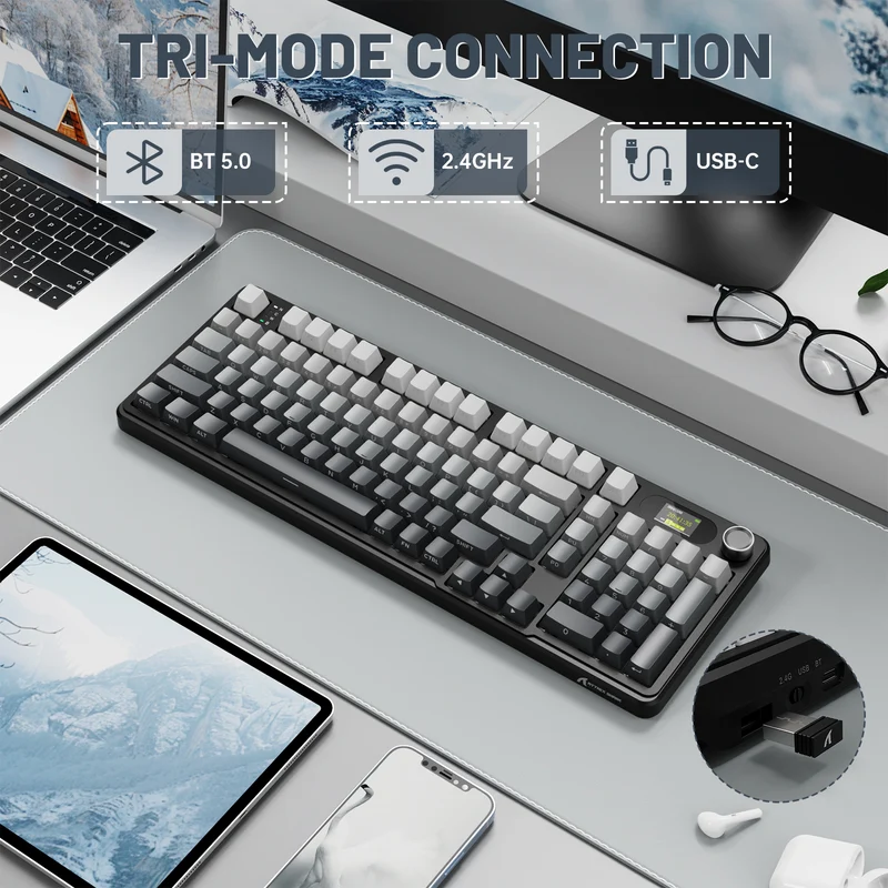 ATTACH SHART X98 PRO Bluetooth & 2.4G Wireless & Wired  KEYBOARD MOON NIGHT -BLUEBERRY SWITCH