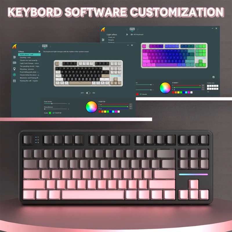 ATTACK SHARK X87 RGB Linear Strawberry Switch Wireless Star - BLACK BERRY