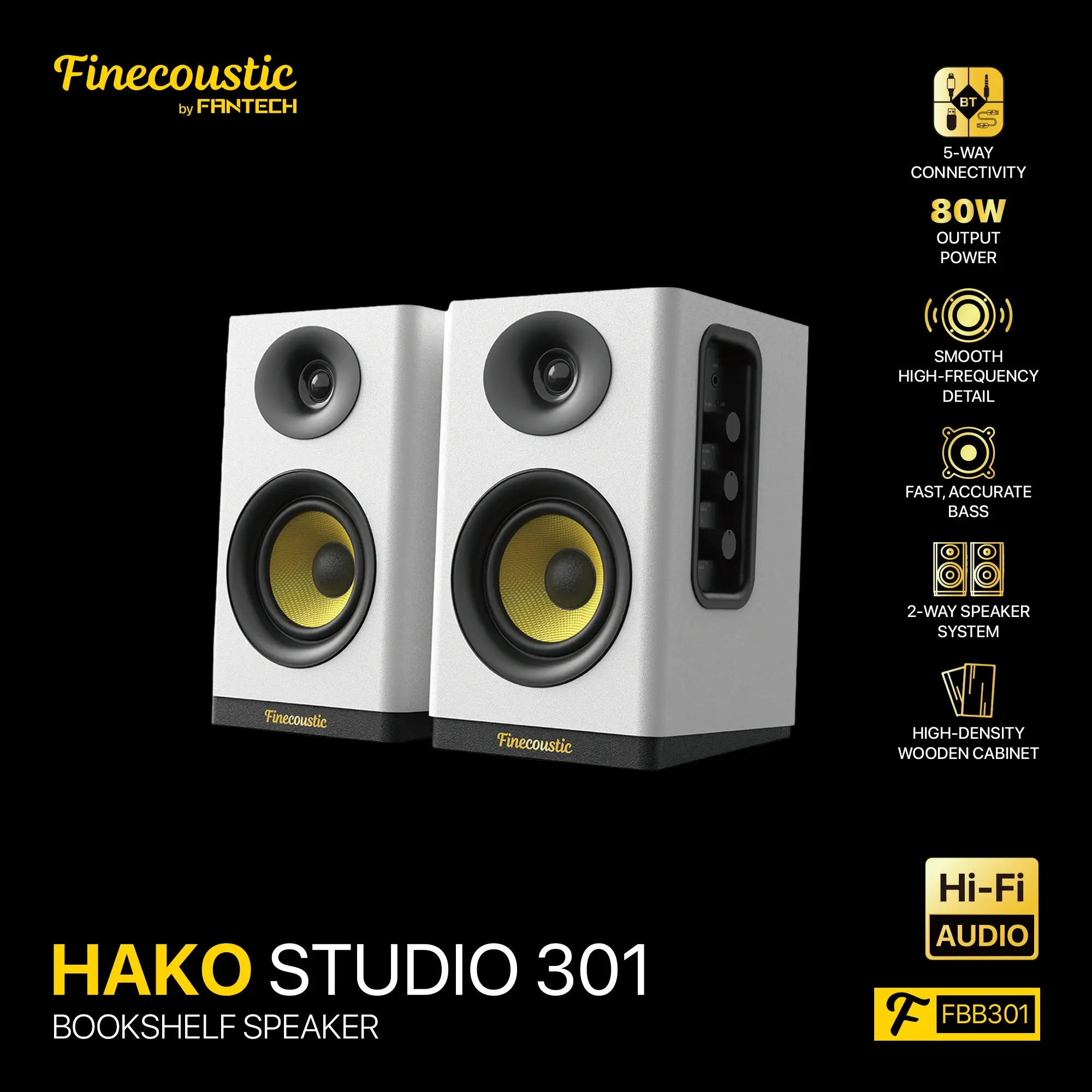 FANTECH FINECOUSTIC HAKO STUDIO 301 Bookshelf Speaker – White