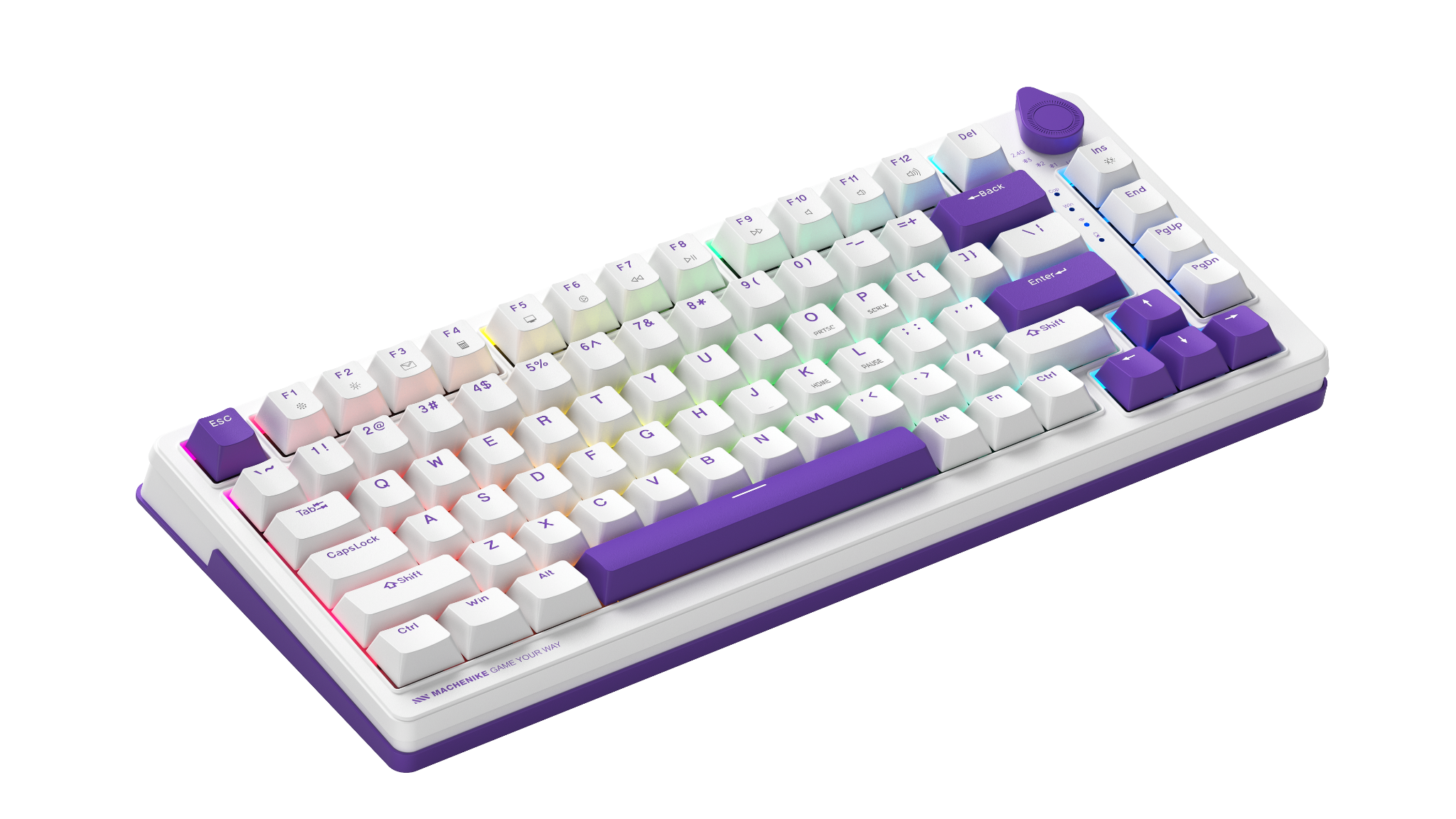 Machenike K600T-B82 Tri-mode RGB GR Silver Switch - White