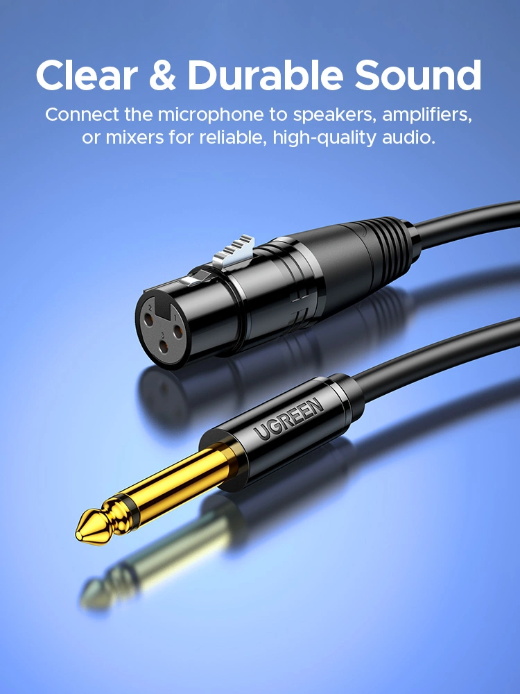 UGREEN 2 meter 6.35mm to Cannon Female AV Audio Cable (Black)