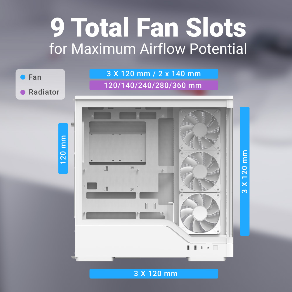 AEROCOOL P500A  ATX Mid Tower GAMING CASE - WHITE