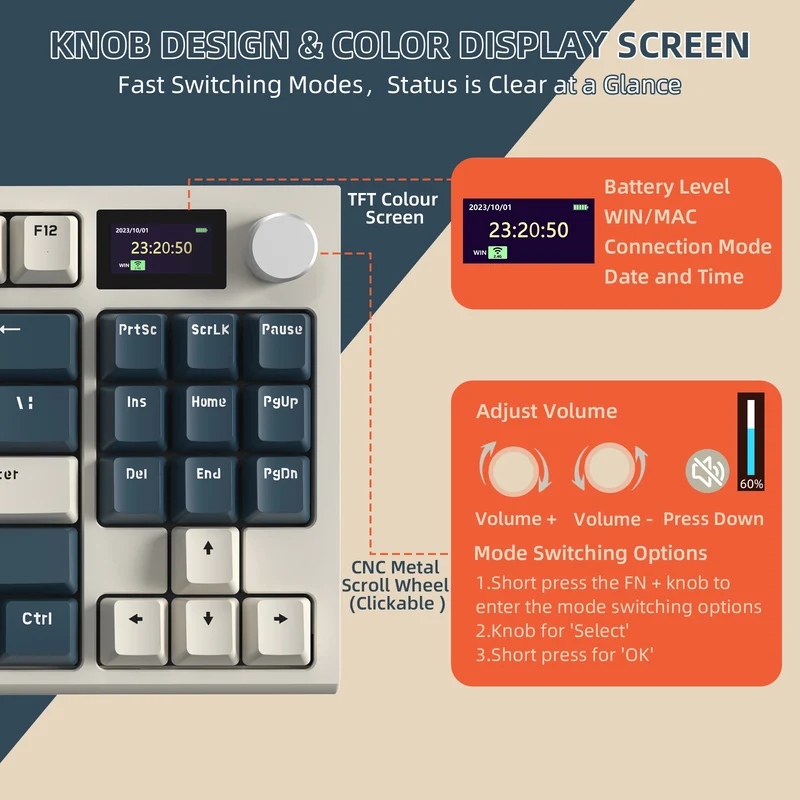 ATTACK SHARK K86 RGB KEYBORAD TIME MACHINE BLUE-WHALE SWITCH