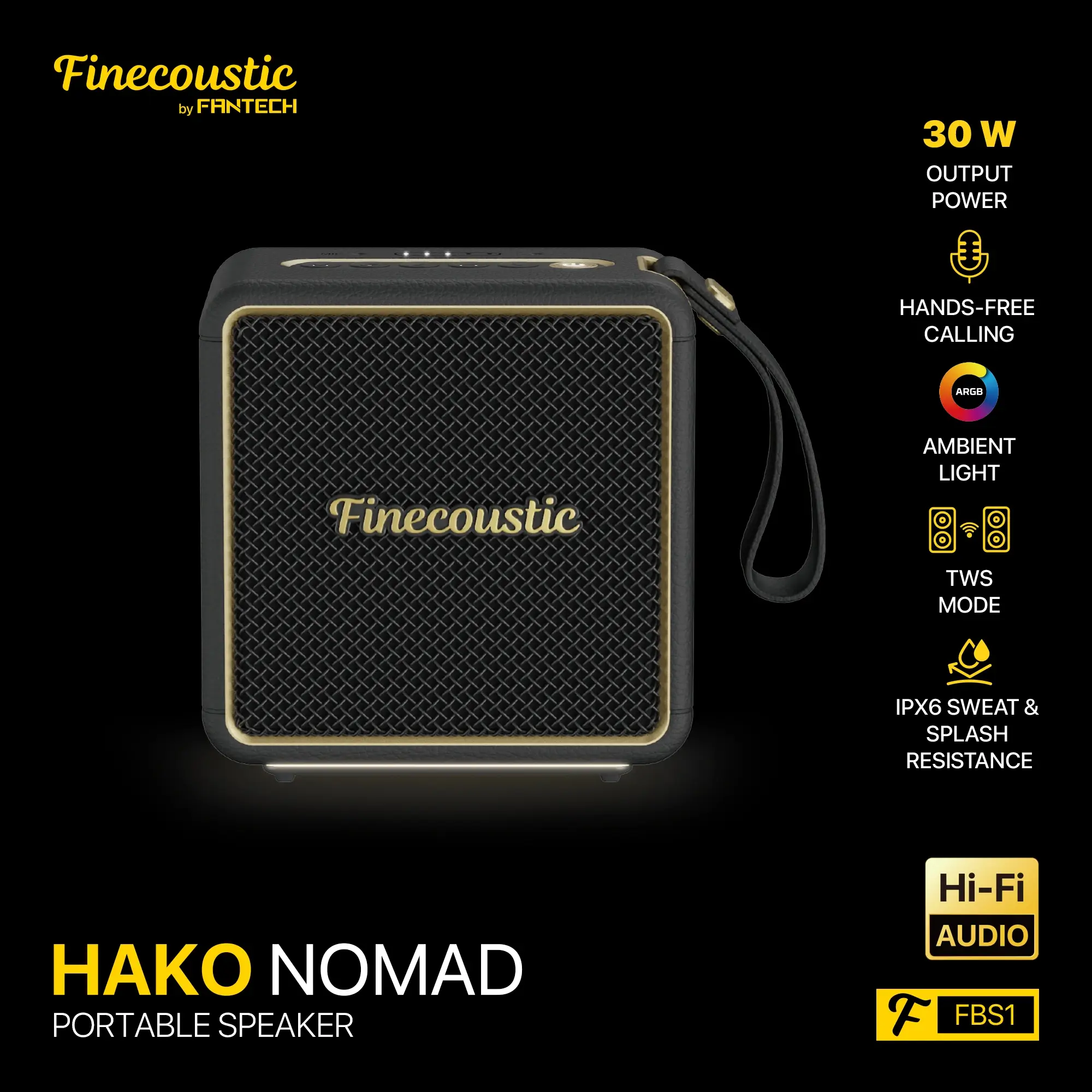 FANTECH FINECOUSTIC HAKO NOMAD Portable Speaker – Black