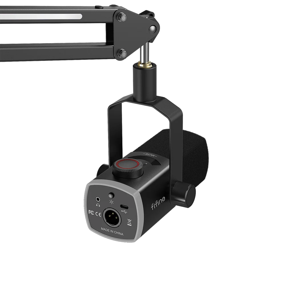 FIFINE AM8PROT USB/XLR Dynamic Microphone Kit with RGB Boom Arm Stand - Black