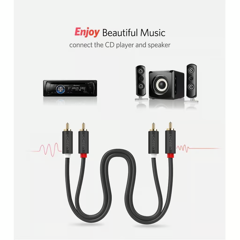 UGREEN 2 RCA Male To 2 RCA Male Audio  Cable