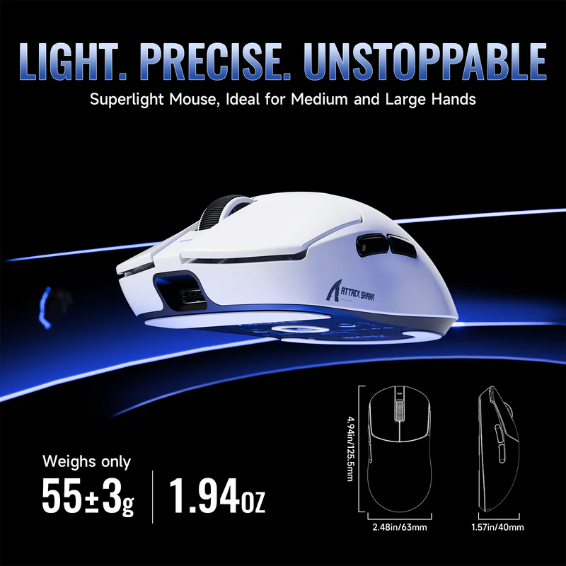 ATTACK SHARK X8 SE Wireless Gaming Mouse - White