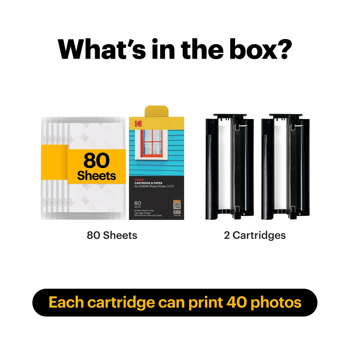 KODAK 4PASS 4x6 Inch Cartridge & Paper, 80 Photos Compatible with Kodak Era