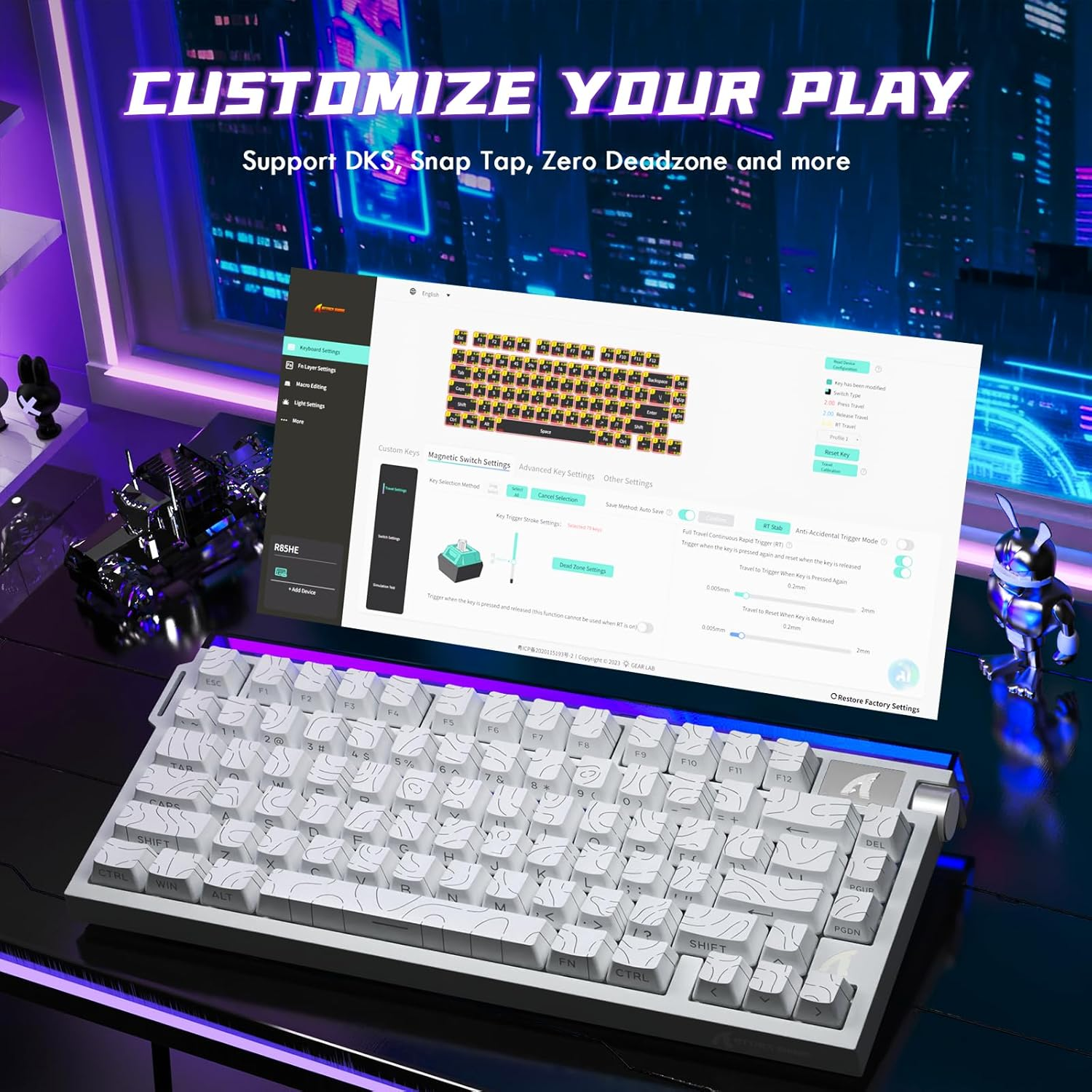 ATTACK SHARK R85 HE WIRD MAGNETIC SWITCH KEYBOARD White Contour