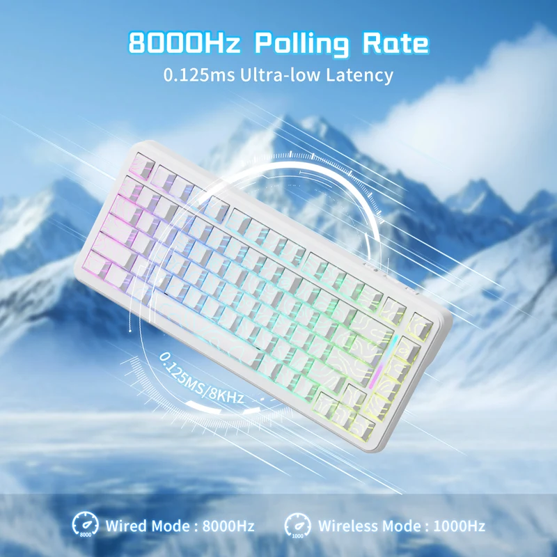 ATTACK SHARK X82 PRO HE Magnetic Switch Keyboard – White Contour Line