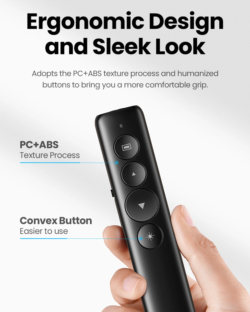 UGREEN Wireless Presenter With a AAA battery  *Control distance: 100 meters; *Laser distance: >200 meters;