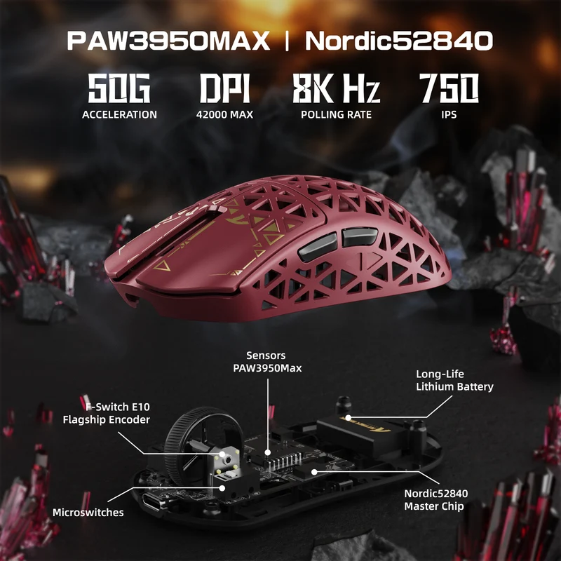 Attack Shark R5 Ultra Lightweight Mouse - Red