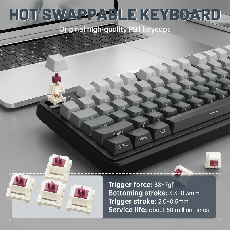 ATTACH SHART X98 PRO Bluetooth & 2.4G Wireless & Wired  KEYBOARD MOON NIGHT -BLUEBERRY SWITCH