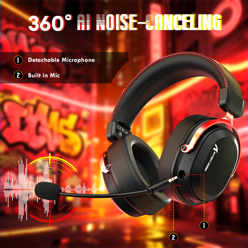 Attack Shark L30Pro Wireless Gaming Headset - Red Black