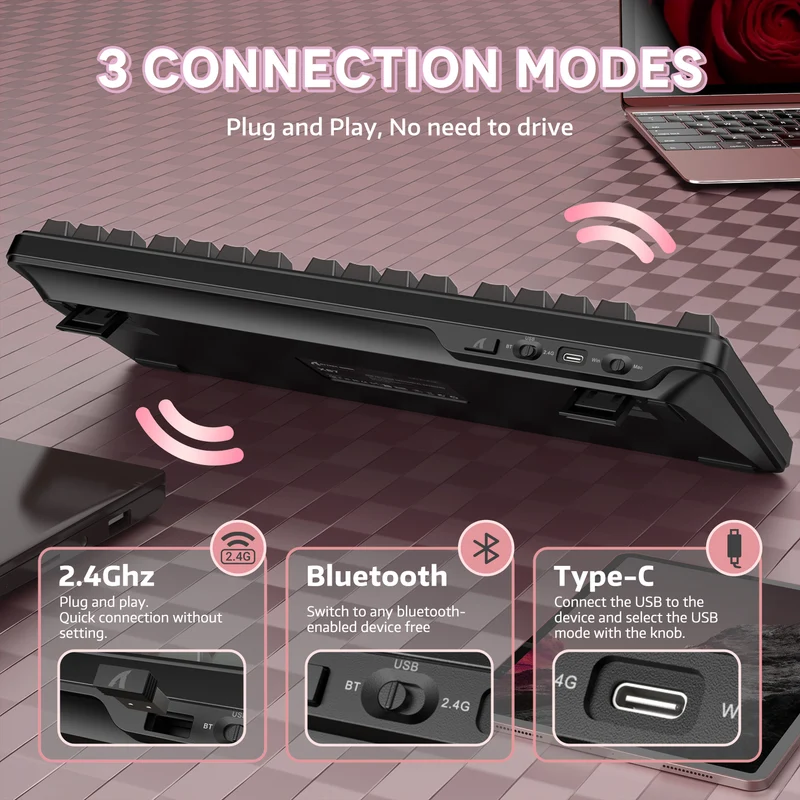 ATTACK SHARK X87 RGB Linear Strawberry Switch Wireless Star - BLACK BERRY