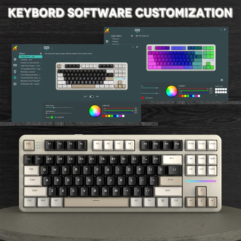 ATTACH SHARK X87 Triple-Mode: Bluetooth & 2.4 G & Type-C KEYBOARD CHEESE WHITE STRABERRY SWITCH