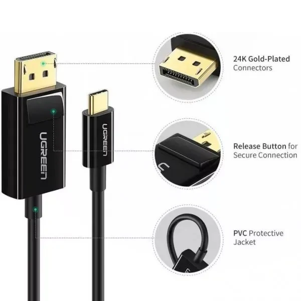 UGREEN MM139 USB Type C to DP Cable 1.5m (Black)